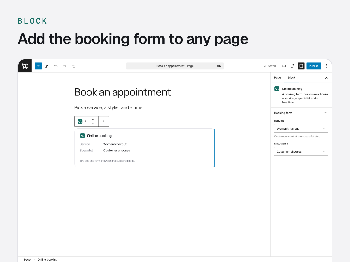 Vizyt block in the Gutenberg editor
